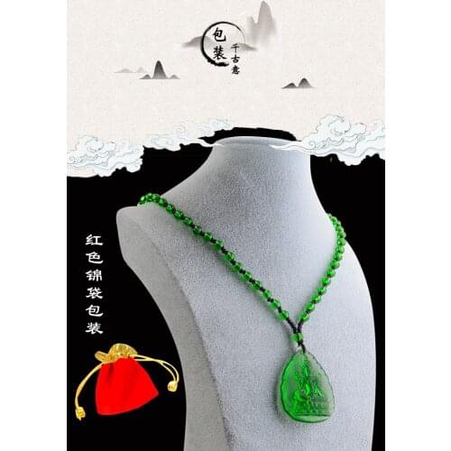 Greco-Buddhist pocket travel Buddhist efficacious Protection Mascot# Nepal, Tibet, India Green Tara Buddha Green Crystal Pendant
