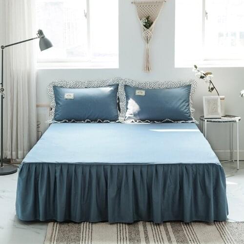 Cotton Bedspread Bed Skirt Solid Color Simple Mattress Cover Non-Slip Dust Cover Bed Sheet Skirt Pure Cotton