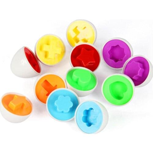 6Pcs/set Pretend Puzzle Smart Eggs Geometric Shape Wise Learning Mini Kitchen Toys Tool Educational Toys For Toddlers Kids
