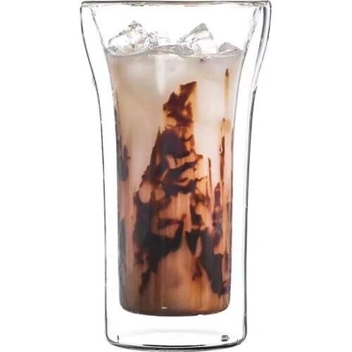 Creative Double layer Wide Caliber Glass Mugs coffee mug Milk Tea office Cups Drinkware the Best birthday Gift for friends