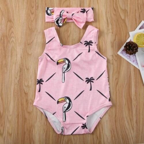 Swimwear Baby Girls Infant Toddler Kids Swimsuit Swimming Costume Sunsuit Summer Clothes with Headband Fashion