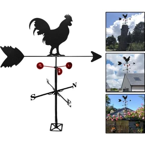 Metal Weathervane Rooster Ornament Garden Stake Weather Vane Professional Measuring Tool Patio Yard Roof Mount