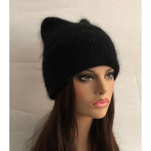 Fashion New Winter Hats Solid Wool Warm Beanie Hats Women Girls Casual Adult Rabbit Fur Skullies Beanies Hats Caps