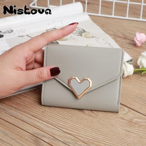 Fashion small wallet women short Japanese and Korean version love small fresh mini coins 2020 new ladies hand wallet card bag