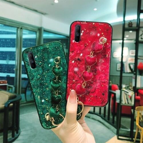 Fashion Heart Wristband Gold oil Marble Case For Samsung Note 20 Ultra 10 9 Cover For Samsung S10 Plus S21 S20 FE S9 S8 S7 Edge