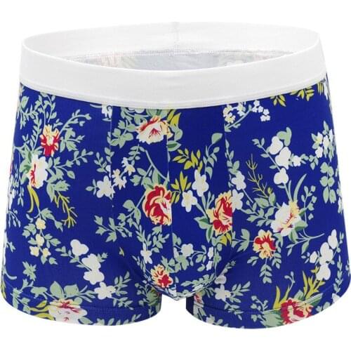 Mens underwear European size pants printed boxer u convex bag loose and breathable young mens underwear