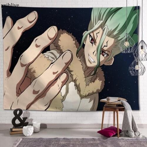 Wall Tapestry Japanese Anime Dr. Stone Background Decorative Wall Hanging For Living Room Bedroom Dorm Room Home Decor 100x150cm