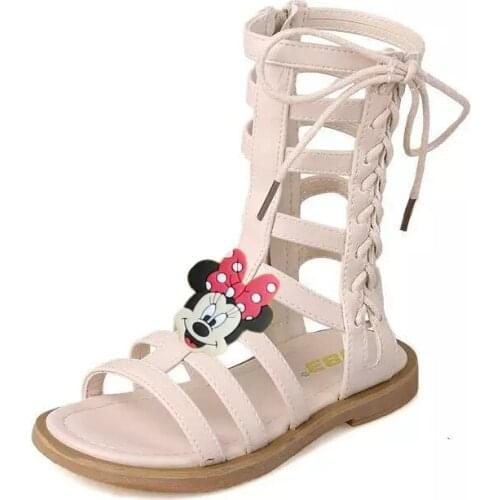 Disney cartoon Minnie 2021 new fashion little girl princess shoes summer childrens high-bang open-toed Roman sandals