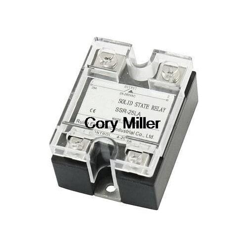 SSR-25LA 4-20mA to AC 28-280V 25A One Phase Clear Cover SSR Solid State Relay