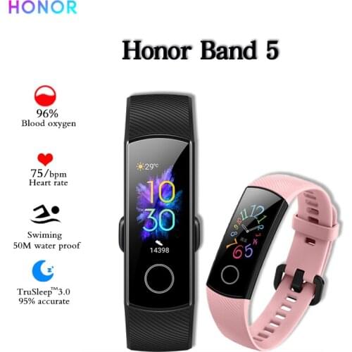 Original Huawei Honor Band 5 Smart Bracelet 0.95-inch Smart Tracker Swimming Waterproof Fitness Tracker AMOLED Touch Screen