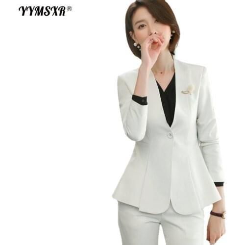 Two-piece Autumn and Winter Professional Suits New Fashion Slim Long-sleeved Ladies Jacket Casual Trousers Overalls High Quality