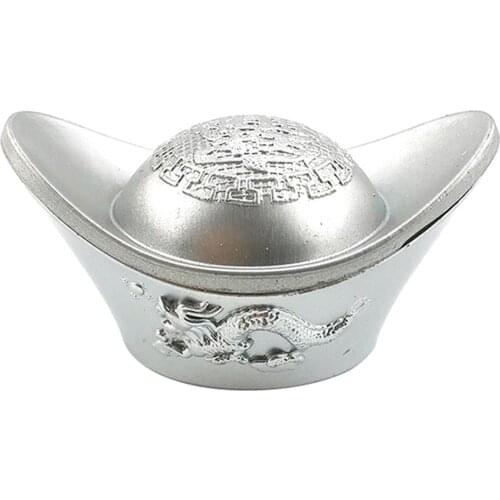 Fake Silver Ingot Chinese Yuanbao Good Luck Prop Display Kids Toy Gifts New