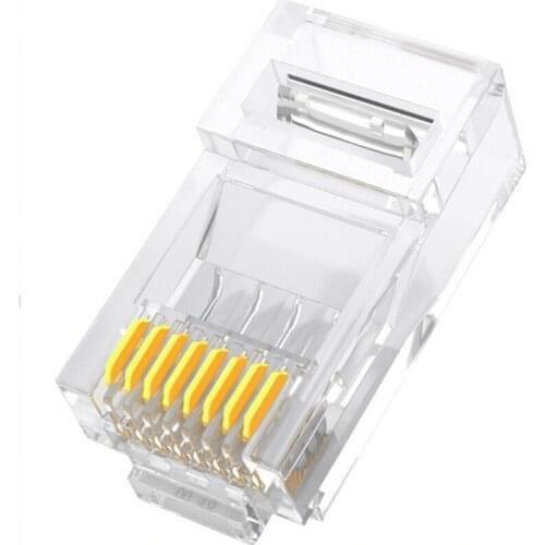 RJ45 Network Connector Gold Plated Cat5 Cat5e 8P8C Network Modular Connector Plug RJ45 Crimp Ethernet Cable Crystal Head Plug