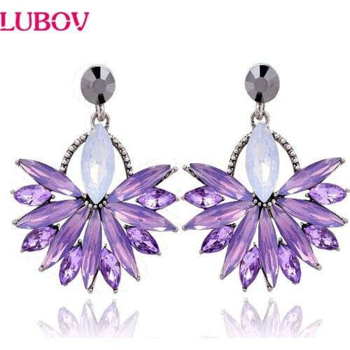 Beautiful Fashion Flower Crystal Stud Earrings Jewelry Full Austrian Rhinestone Crystal Stud Earrings for Women 2018 New Brand