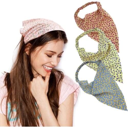 Sweet Flower Hair Scarf Triangle Bandanas Hairband For Women Girls Headband Turban Elastic Hair Bands Fashion Hair Accessories
