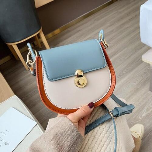 Shoulder Bag Women PU Small Fashion Travel Wallet Messenger Bag 2021 New Contrast Color Saddle Bag High Capacity Storage bag