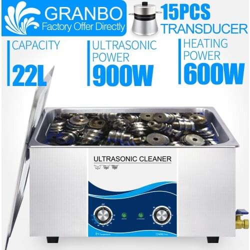 Granbo Ultrasonic Cleaner Industrial 22L 900W Heated Timer Stainless Steel Ultrasound Bath For 3D eyeglasses Auto Engine Parts
