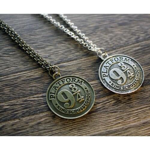 Vintage Platform 9 3/4 Medallion Necklace Bronze Coin Pendant Women Men Gift Gothic Movie Jewelry Wholesale