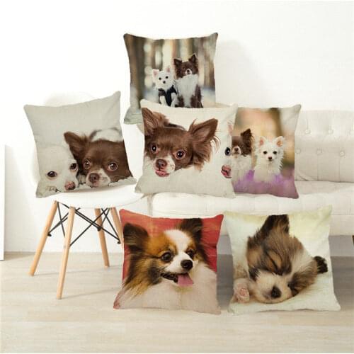 XUNYU Cute Pet Cushion Cover Beautiful Butterfly Dog Throw Pillow Case Linen Cushion Cover Child Sofa Bed Decorative Pillowcase