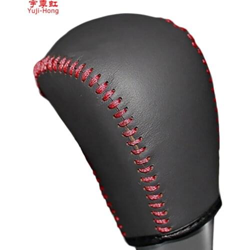 Yuji-Hong Car Gear Covers Case for Mitsubishi ASX Automatic Shift Collars Genuine Leather Hand-stitched Cover
