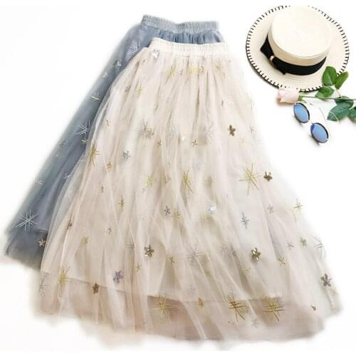 2020 Star Bronzing Long Boho Summer Beach Skirt Chic High Waist Bohemian Women Skirts Femme Faldas Saias