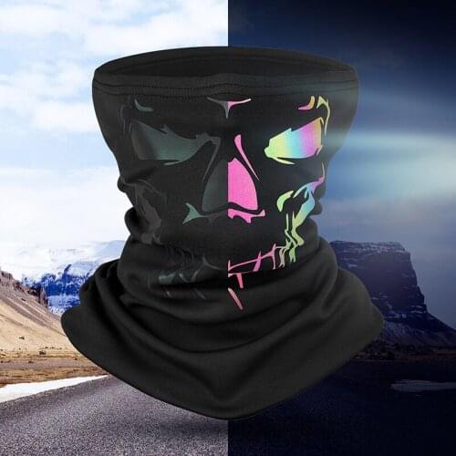 Winter cycling reflective skull mask Women and men Fashionable print outdoor cycling neck scarf warm headband head scarf