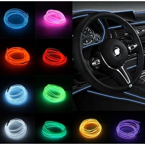1PC 1M 3M 5M LED EL Light Car Vehicle DIY Light Flexible Interior Decoration Moulding Light Strip Car Party Decoration Light