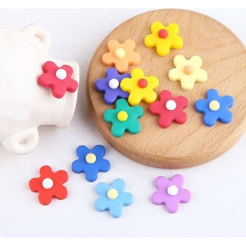 10pcs Korean Fashion Sweet Flower earrings for Women Pvc Hit Color Flower Patch Hairpin Earrings Jewelry Diy Accessories