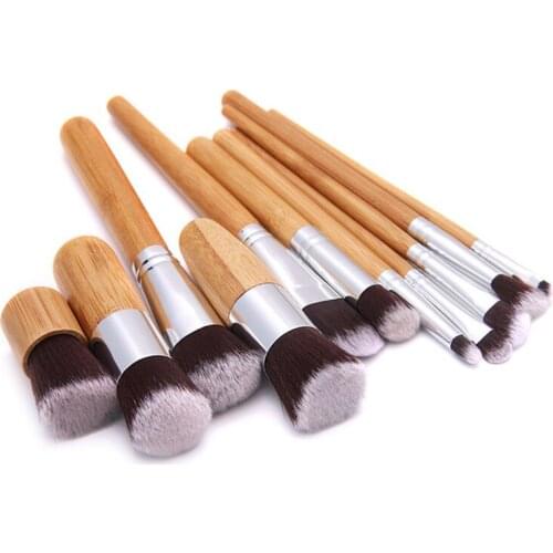 11pcs/set New Fashion Eyebrow Eyeshadow Makeup Brush Tools Makeup Brushes Sets Bamboo Foundation Cosmetic Freeship