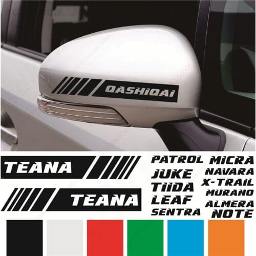 2pcs/lot Car Sports rearview Decal vinly Sticker Styling Windows For Nissan patrol micra almera murano qashqai x-trail note