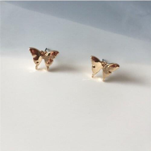 2020 High Quality Super Cute Gold Color Plating Butterfuly Stud Earrigns For Women Gift Girls Tiny Delicate Fashion Jewelry