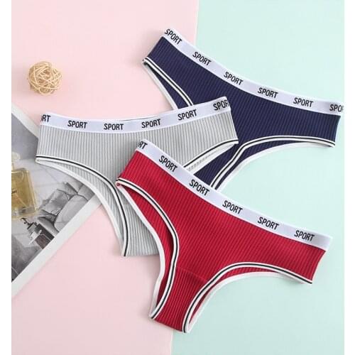 3PCS Women Seamless Cotton Underwear Sexy G String Thong Langerie Lingerie Panties Set Sport Intimates Satin