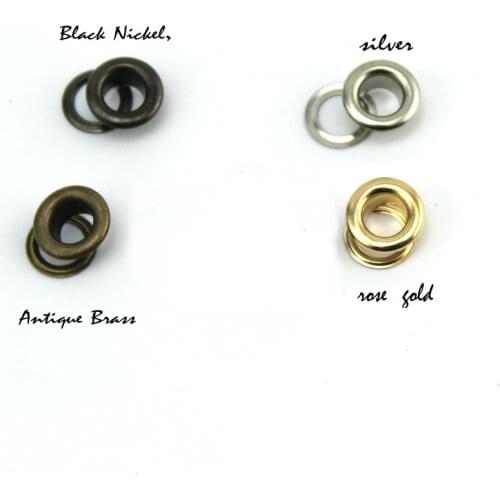 300set 6mm wide-brimmed eyelet Black Nickel rose gold silver metal copper eyelets buttons clothes accessory handbag findings