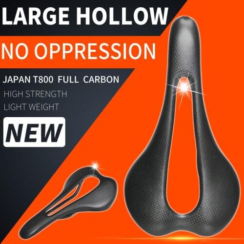 3K glossy/matte Ultralight Large Hollow cushion full carbon saddle road saddle bicycle parts bike parts 275x147mm carbon saddle