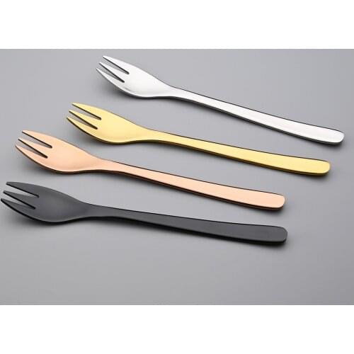 4Pcs/Set Dinner Fork Set Salad Fork Dinnerware Cutlery Stainless Steel Long Handle Fork Korean Rainbow Fork Tableware Silverware