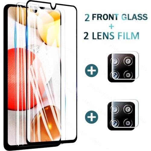 4 In 1 on For Samsung Galaxy A42 5G 2020 Camera Protection Glass for Samsung A 42 Glass Screen Protector Safety Protective Film