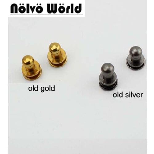 50pcs 5mm 6mm 7mm Round Head Solid Nail Leather Screw Rivet Chicago Base for DIY Bags Copper Stud Screw