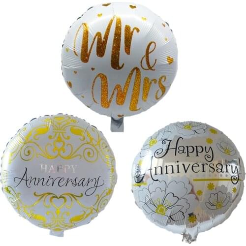 6pcs 18inch Happy Anniversary Balloons Anniversary Wedding Party Decor Mr and Mrs Aluminum Foil Balloon Supplies