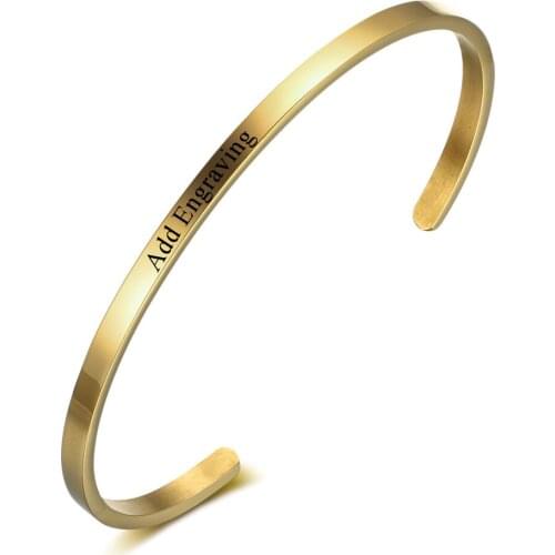 8pcs/design Customize Personalised Gifts ID Bangles For Lovers' Engrave Name Stainless Steel Mantra Bracelets & Bangles