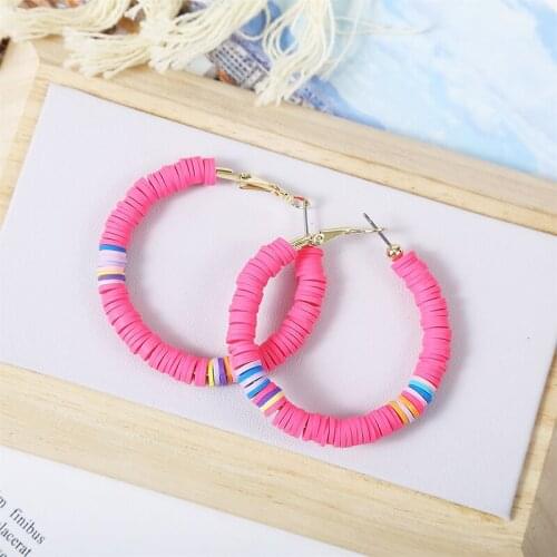 Bohemian Simple C-shaped Round Earrings Geometric Color Handmade Creative Soft Pottery Earrings Wholesale 2021серьги ювелирные