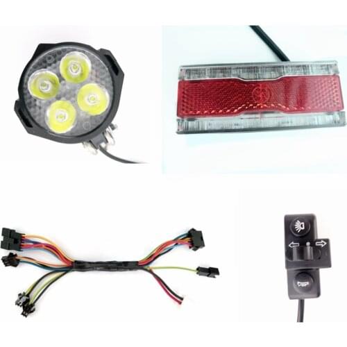 Ebike Headlight and Tail Light Sets Electric Bicycle parts 24/36/48V/60V Front Rear Warning Lights LED Night Spotlight Headlamp
