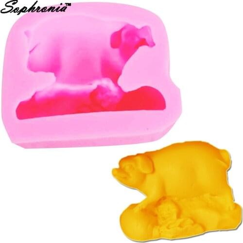 Sophronia M497 Cartoon Pig Soap Silicone Mold Resin Clay Candle Mold Candy Chocolate Gumpaste Fondant Cake Tools 6.9*5.2*2.6CM