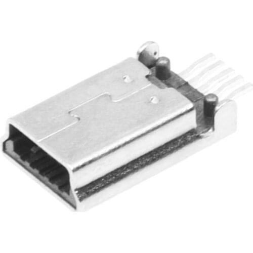 HHTL-10 Pcs Mini USB Type B Plug Male 180 Degree 5-Pin SMD SMT Solder Jack Connector