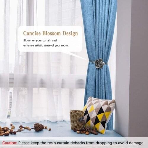 Camellia Magnetic Curtain Strap Resin Curtain Decoration Clip Vintage Curtain Clip Flower Curtain Buckle 2 Pieces