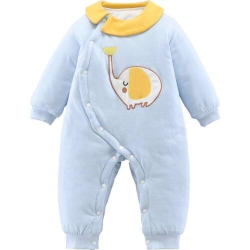 Winter New Infant Toddler Rompers Newborn Warm Bodysuits Cartoon Elephant Baby Boys Girl One-Pieces Romper Kids Cardigan Clothes