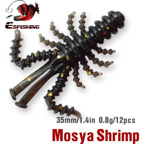 KESFISHING New 2021Mosya Shrimp 35mm 12pcs High Quality Bait Worm Fishing For Trout Pike Perch Soft Lure