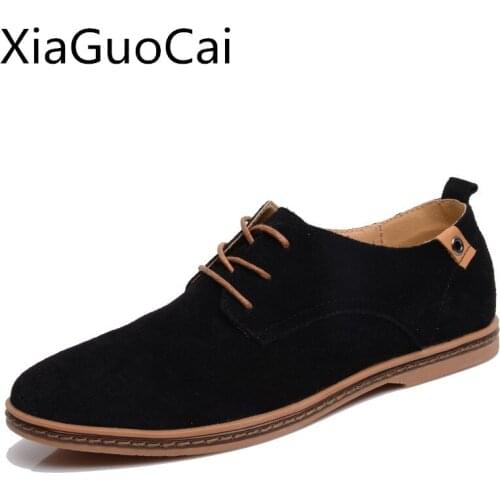 Spring and Autumn Mens Casual Shoes Basic Solid Flock Lace Up Male Casual Sneakers Big Size Mens Flat Casual Shoes