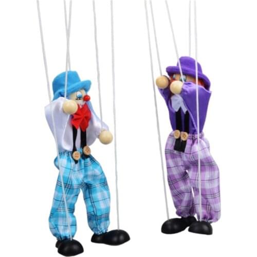 25cm Muppets Baby Toys Hand Finger Puppets Clown Wooden Marionette Toy Joint Activity Doll Vintage Funny Traditions Toy