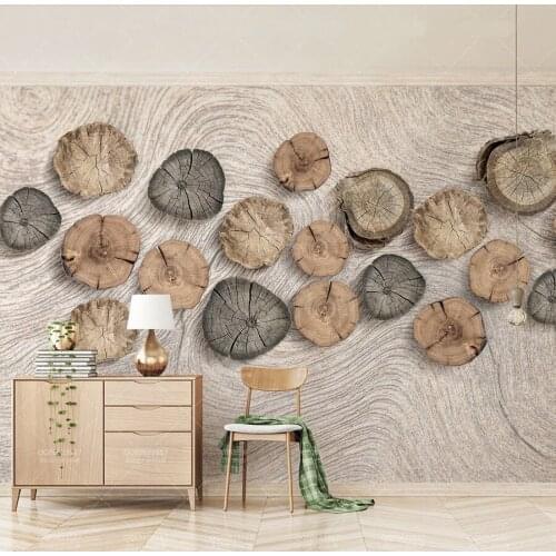 8d Wallpaper Mural wall stickers for living room 8d Wood pile head Photo Mural 3D Tv rooms wallpaper Decor Wall Decals