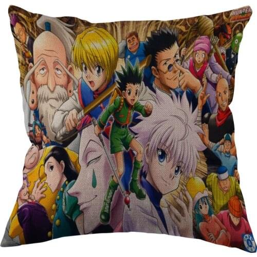 Anime Hunter x Hunter Cushion Pillow Tent,Office Cotton Linen Zippered Pillowcase Family Home Accessories Customizable One Side